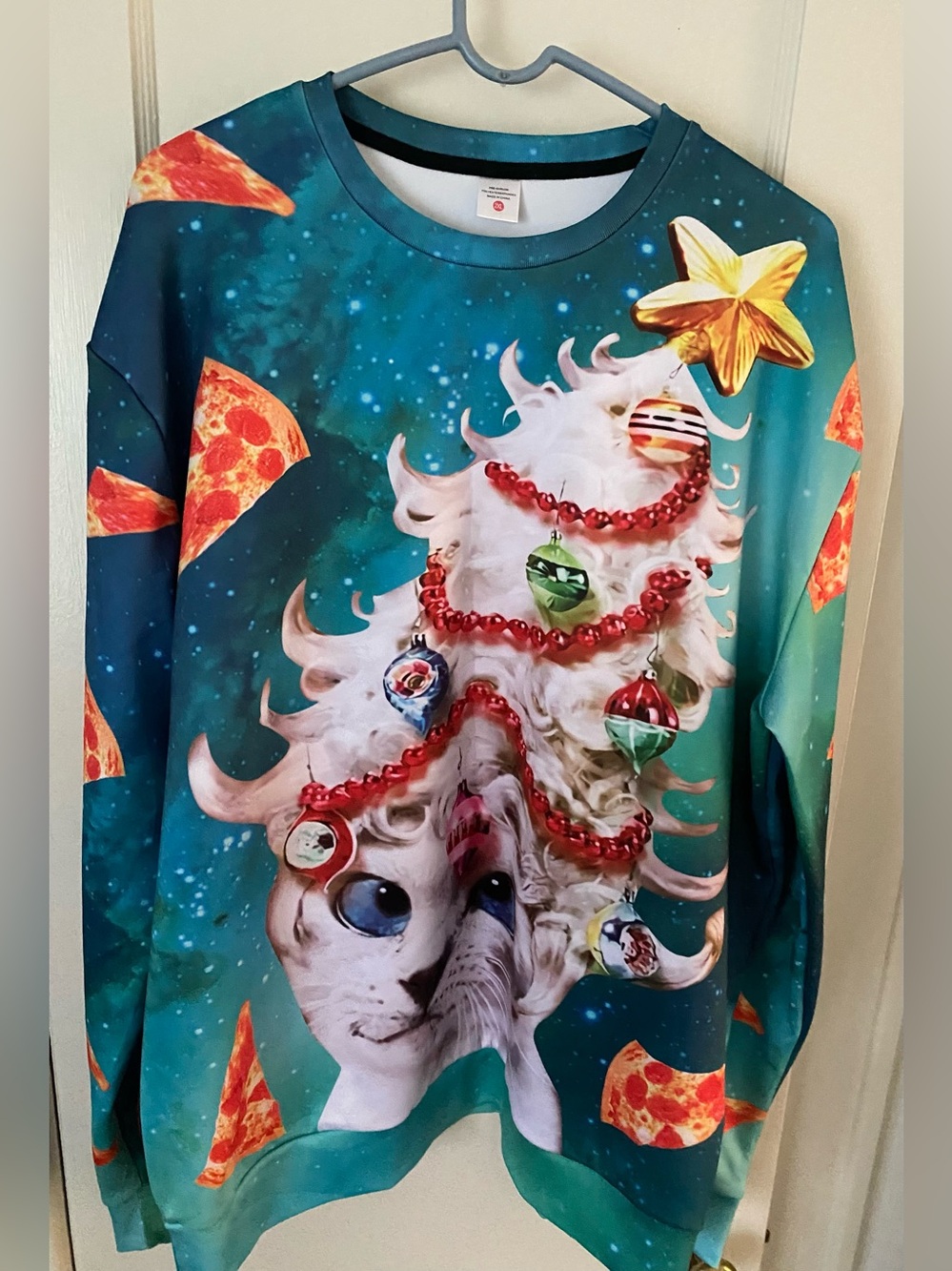 Christmas Pizza Cat Ugly Christmas Top